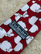 Red Silk  White Sheep Black Sheep Novelty Animal Print Handmade Necktie