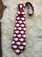Red Silk  White Sheep Black Sheep Novelty Animal Print Handmade Necktie
