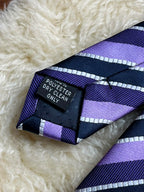 Mens Purple Striped Dark Navy Black Silver Diagonal Stripe Necktie