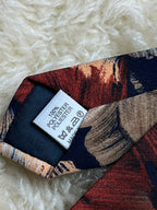 Burton Abstract Floral -  Painterly Rust Red & Teal Blue Necktie