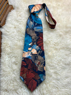 Burton Abstract Floral -  Painterly Rust Red & Teal Blue Necktie