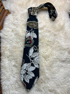 Emanuele Paris Pure Silk - Black Botanical Leaf & Paisley tie