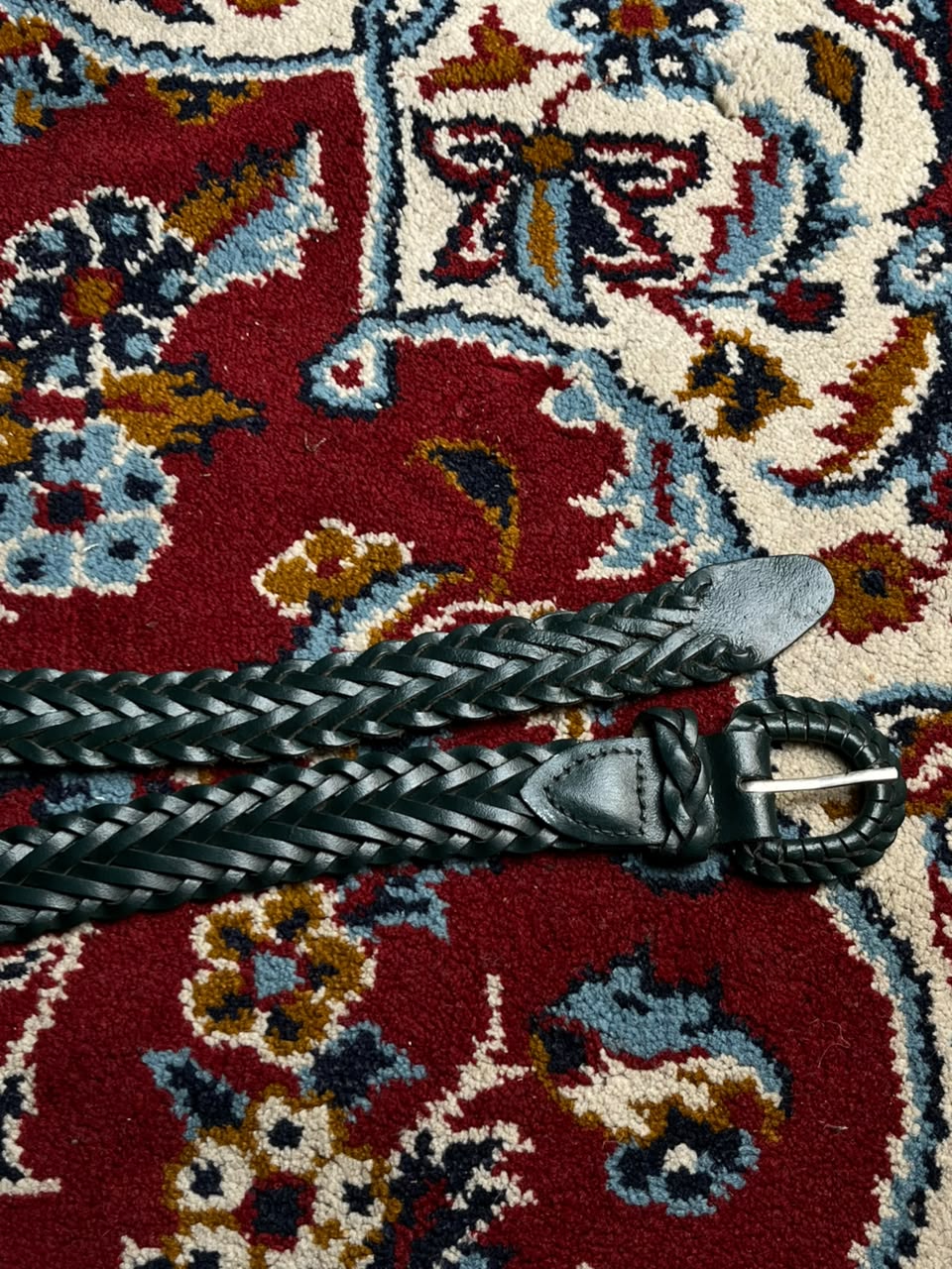 Dark Forest Green Braided Woven Leather Belt