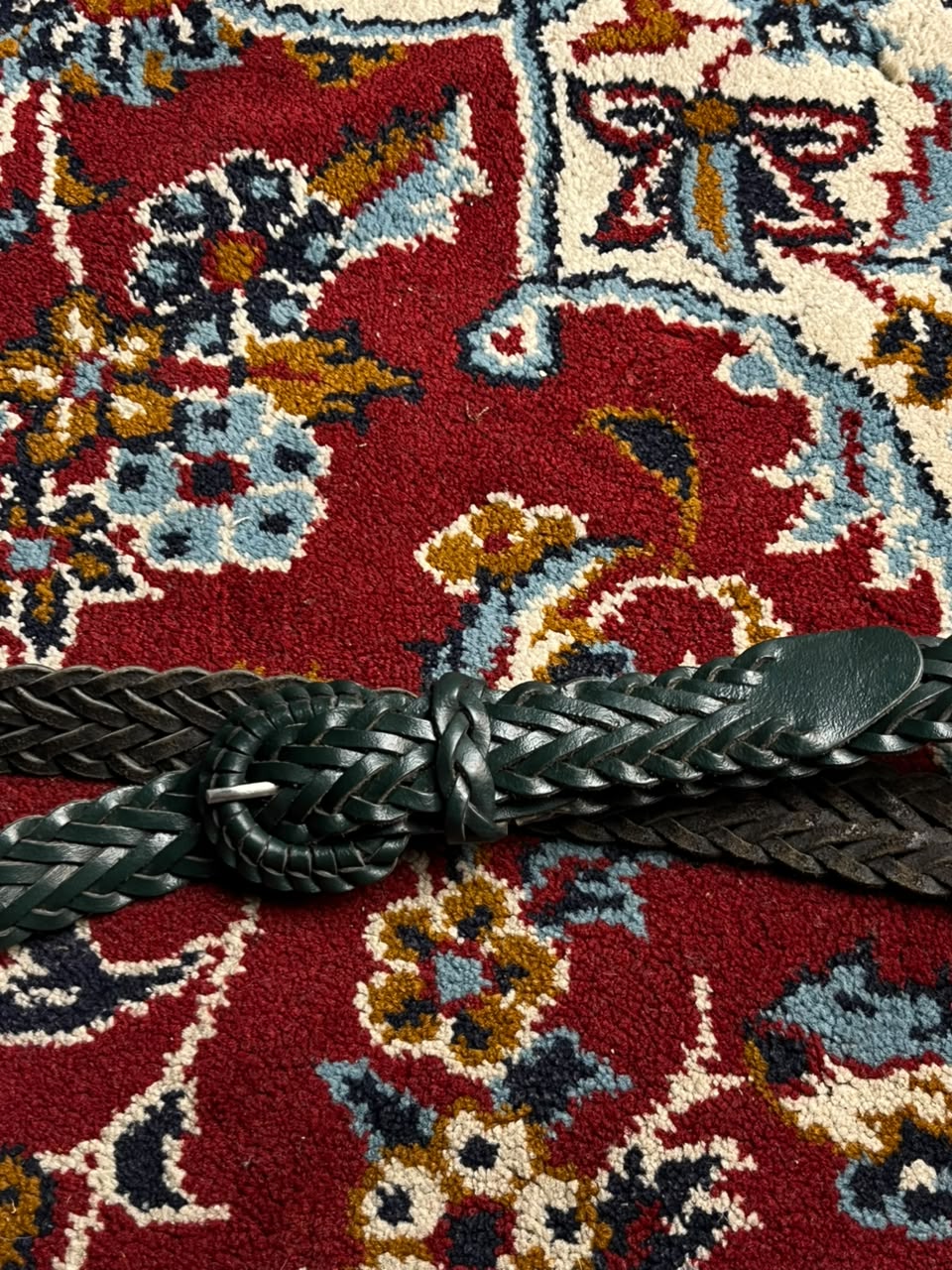 Dark Forest Green Braided Woven Leather Belt