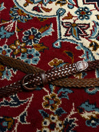 Dark Brown Woven Braided Leather Belt Leather