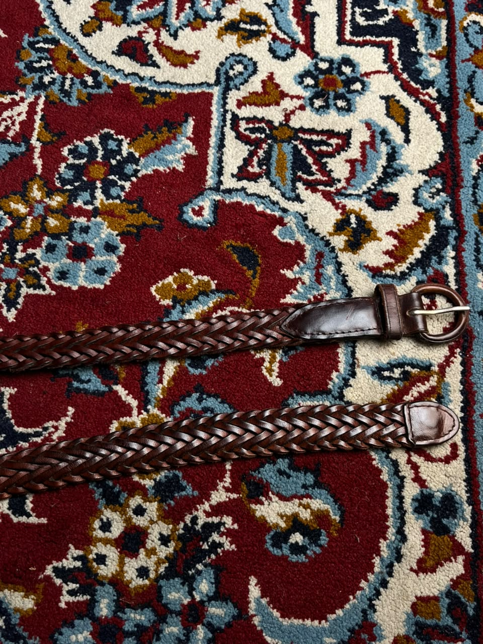 Dark Brown Woven Braided Leather Belt Leather