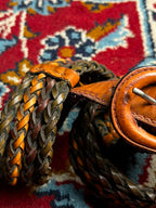 Geoffrey beene Woven BraidedTwo Tone Brown Leather Belt