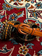 Geoffrey beene Woven BraidedTwo Tone Brown Leather Belt
