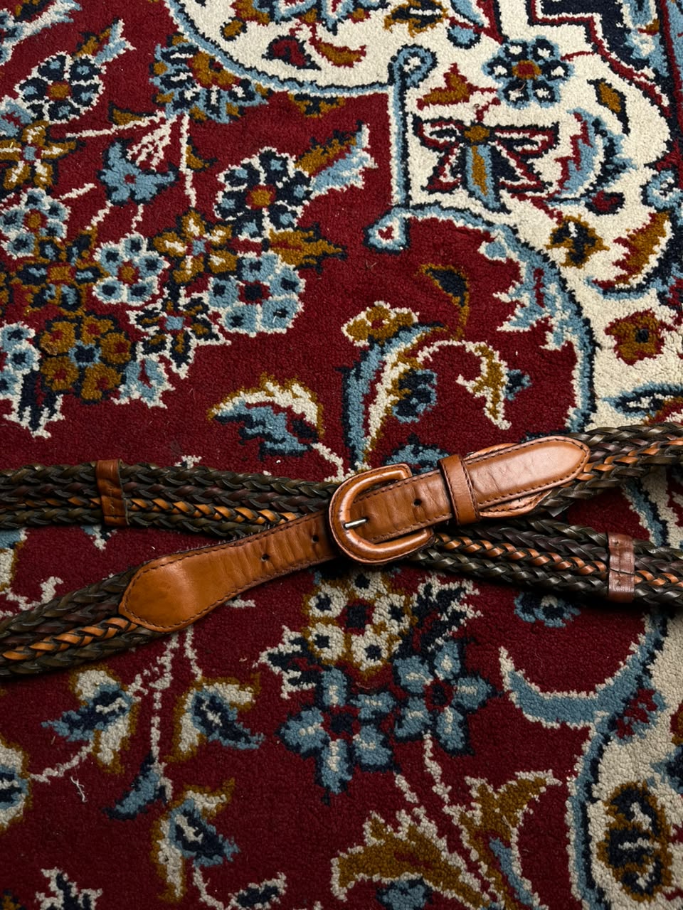 Geoffrey beene Woven BraidedTwo Tone Brown Leather Belt