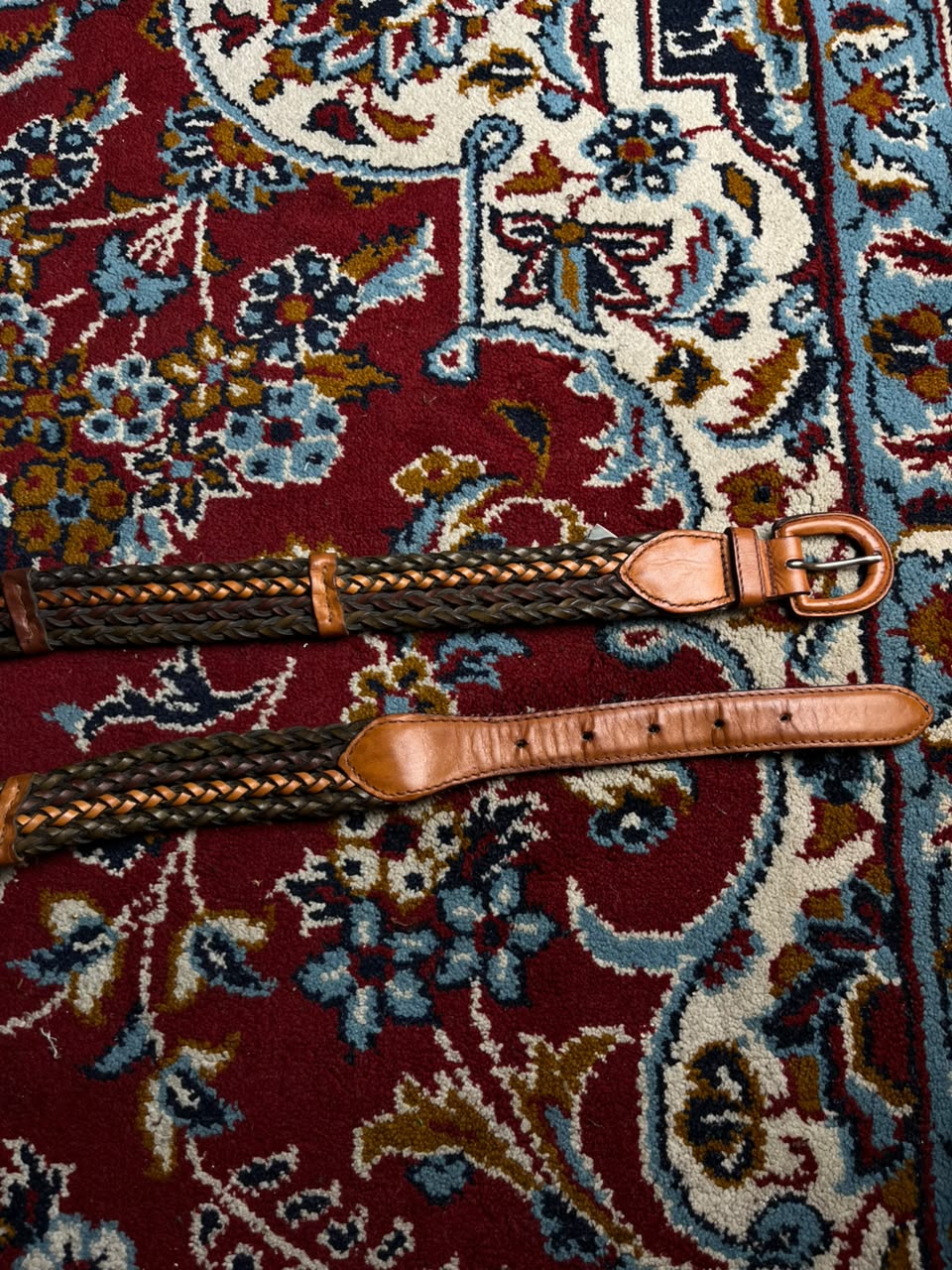 Geoffrey beene Woven BraidedTwo Tone Brown Leather Belt