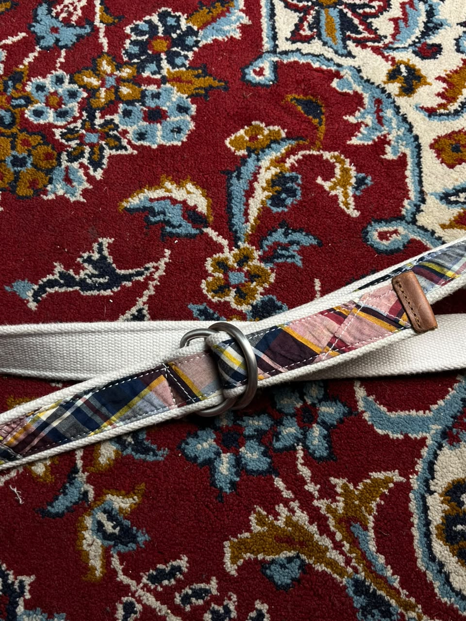GAP Plaid Cotton Canvas Belt Double D Ring