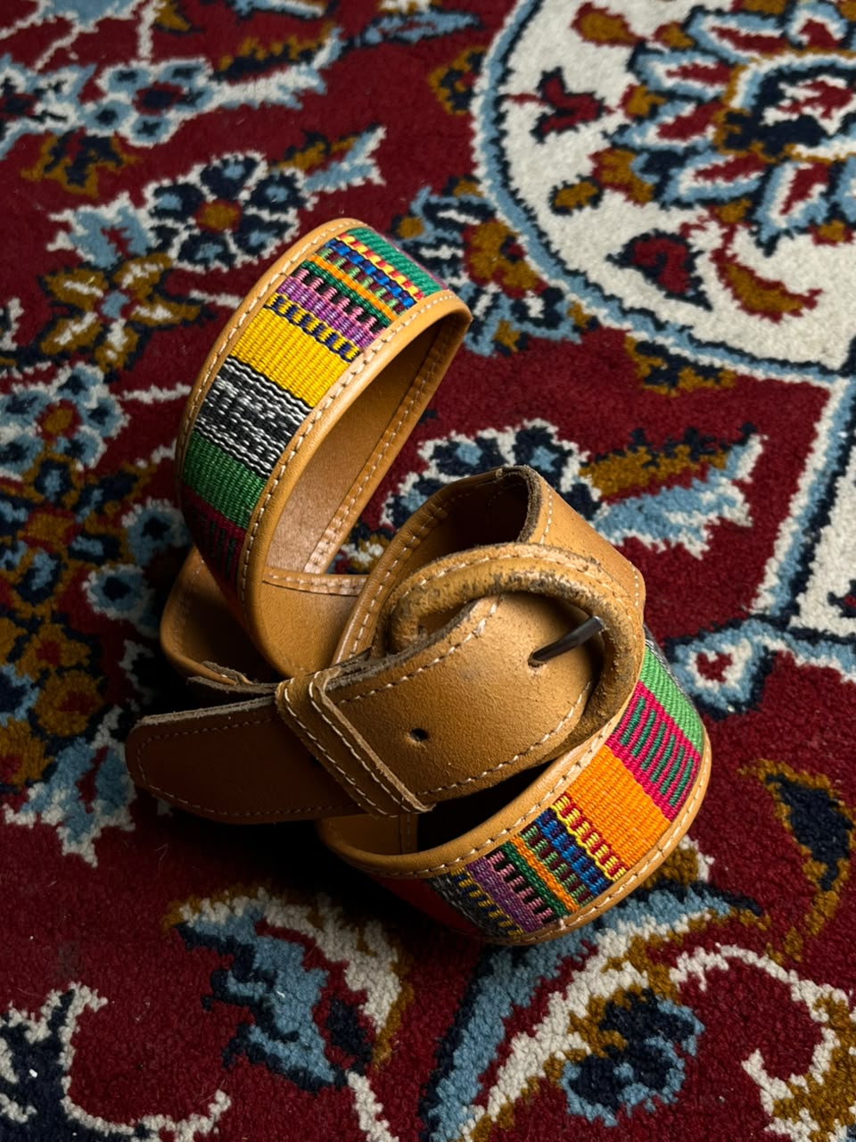 Guatemalan Woven Fabric Leather Belt