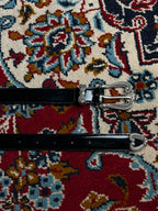 Anne Klein for Oroton Black Patent Leather Western Belt Silver Engraved Buckle