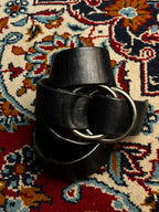 Honest Black Leather Belt Double O-Ring Buckle