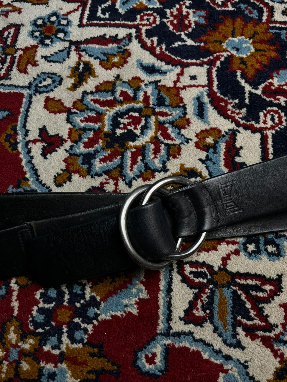 Honest Black Leather Belt Double O-Ring Buckle