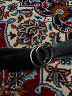 Honest Black Leather Belt Double O-Ring Buckle