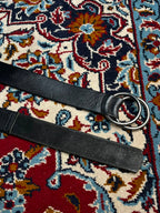 Honest Black Leather Belt Double O-Ring Buckle