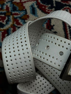 Mens White Rubber Perforated Belt