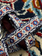 Boho Geometric Woven Fabric Belt Double O Ring Buckle