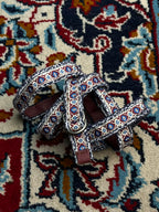 Boho Geometric Woven Fabric Belt Double O Ring Buckle