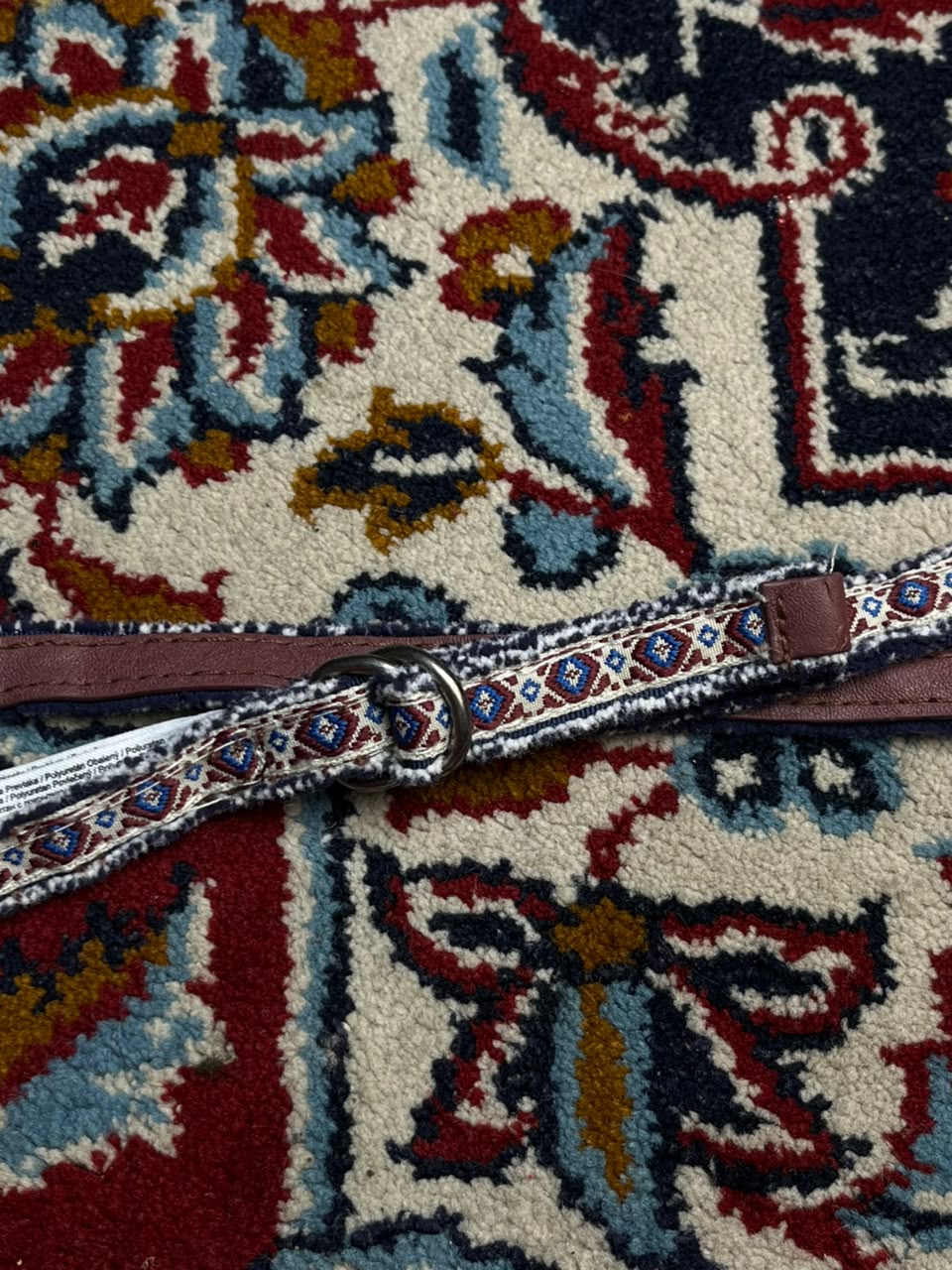 Boho Geometric Woven Fabric Belt Double O Ring Buckle