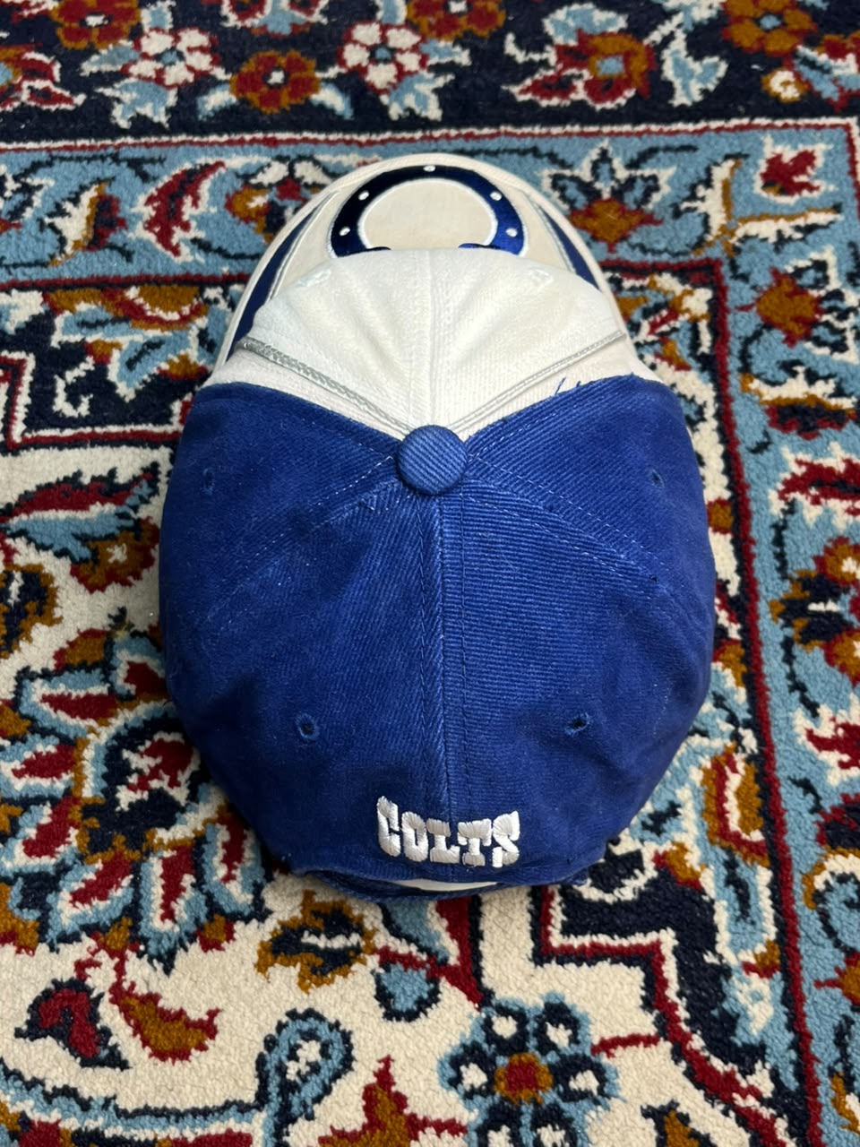 NFL Indianapolis Colts Mens White Blue Horseshoe Embroidered Cap