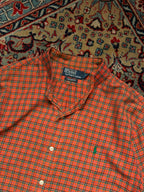 Polo Ralph Lauren Orange Checkered Custom Fit Button Down Shirt - L