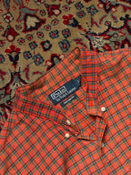 Polo Ralph Lauren Orange Checkered Custom Fit Button Down Shirt - L