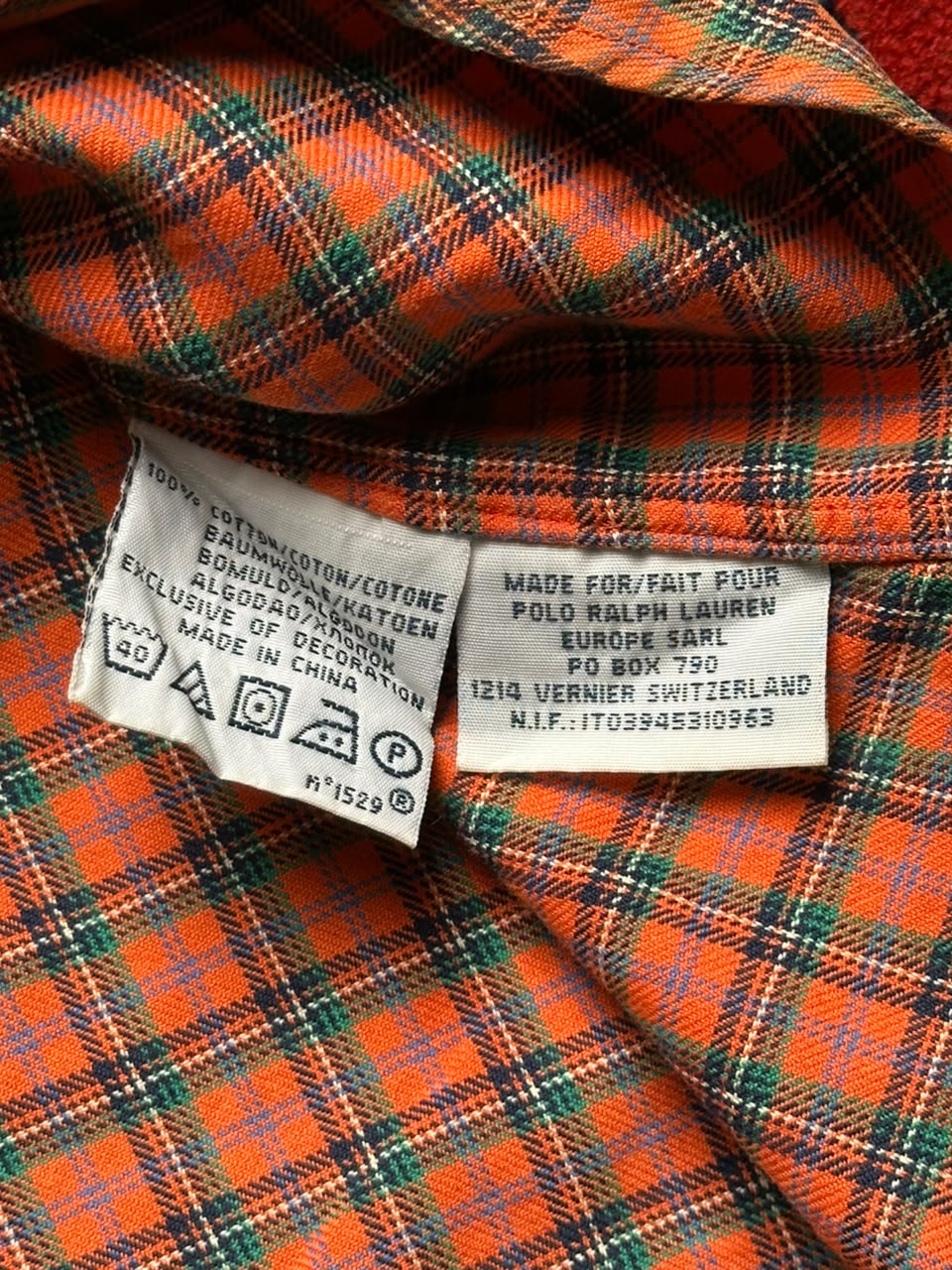 Polo Ralph Lauren Orange Checkered Custom Fit Button Down Shirt - L