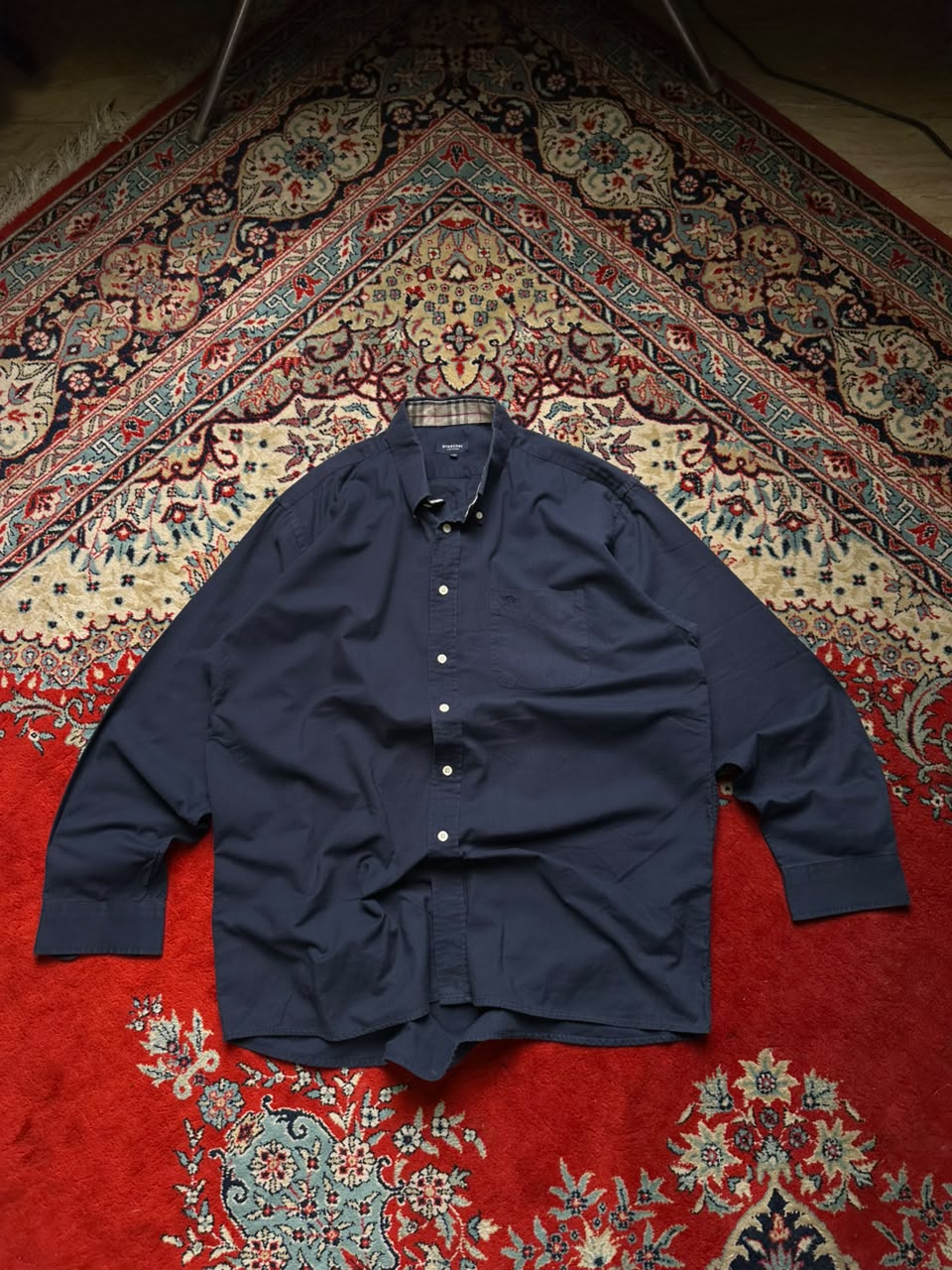 Burberry London Navy Blue Button Down Shirt - L