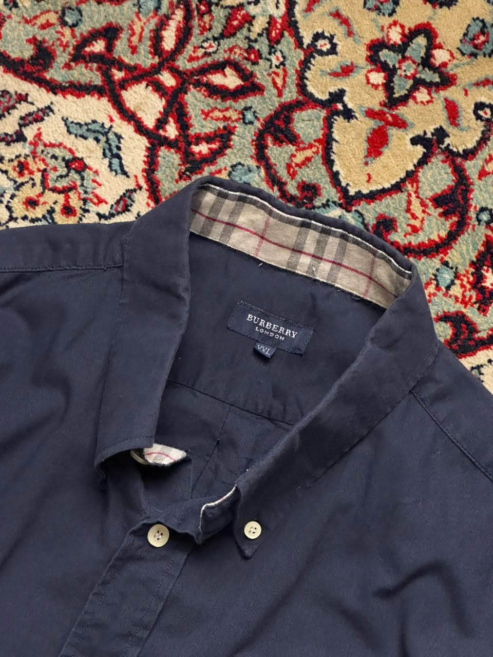 Burberry London Navy Blue Button Down Shirt - L