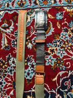 D&G Dolce & Gabbana Metal Plaque Buckle Canvas Leather Belt