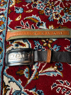 D&G Dolce & Gabbana Metal Plaque Buckle Canvas Leather Belt