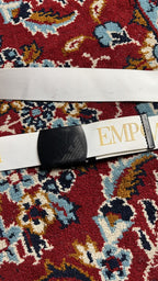 Emporio Armani Big Logo Canvas Webbing Belt Matte Black Metal Buckle