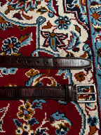 Polo Ralph Lauren Debossed Pony Logo Dark Brown Leather Belt Silver Buckle