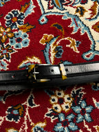 Ann Taylor Black Patent Leather Belt Tortoiseshell Buckle Made In USA