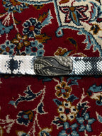 Vintage Silver Scale Metal Mesh Belt Rhinestone Beaded Buckle