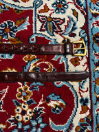 Roundtree & Yorke Brown Leather Belt Brass Buckle Woven Pattern