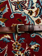 Levi Strauss & Co Authentic Original Riveted Metal Badge Brown Leather Belt