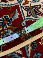 Vintage Iridescent Glitter Butterfly Buckle Skinny Belt