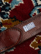 Wells Rutledge Vintage Needlepoint Swordfish Leather Belt Solid Brass Buckle USA