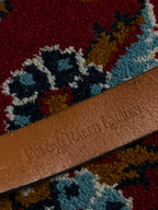 Polo Ralph Lauren Brown Leather Belt PRL Brass Engine Turned Plaque Buckle