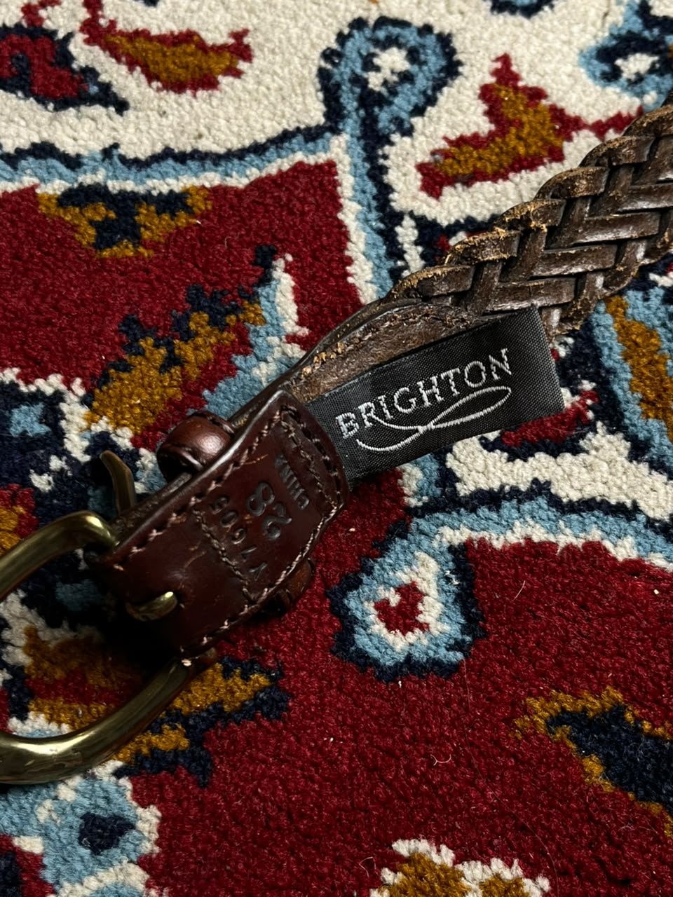 Brighton Brown Braided Woven Leather Belt Brass Buckle
