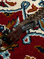 Brighton Brown Braided Woven Leather Belt Brass Buckle