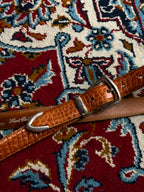 Hunt Club Cognac Alligator Embossed Leather Belt Silver Buckle