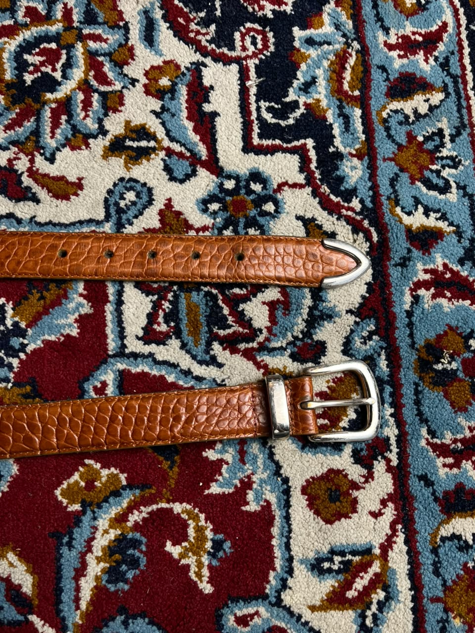 Hunt Club Cognac Alligator Embossed Leather Belt Silver Buckle