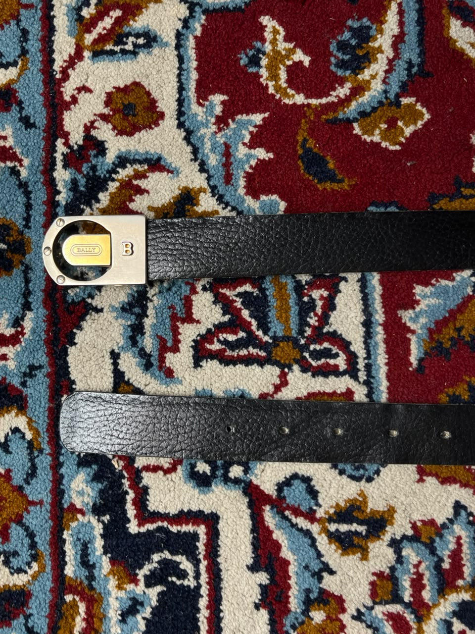 Bally Vintage Reversible Black Brown Leather Belt Two Tone Metal Buckle Made In Italy