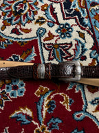 Brighton Croc Embossed Brown Leather Belt Silver Engraved Buckle