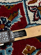 Brighton Croc Embossed Brown Leather Belt Silver Engraved Buckle