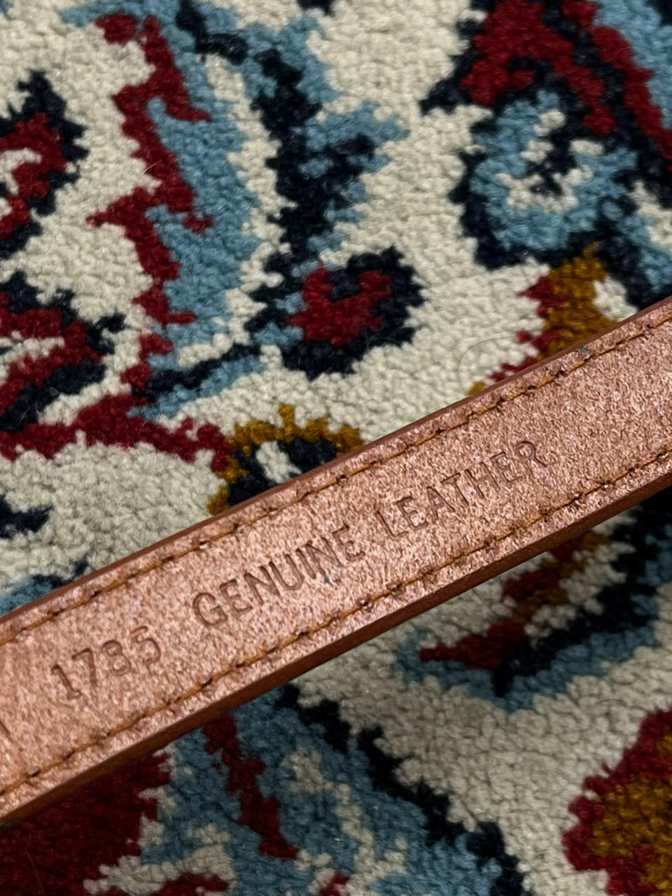 Dockers Cognac Leather Skinny Belt Stamped Logo Brass Buckle